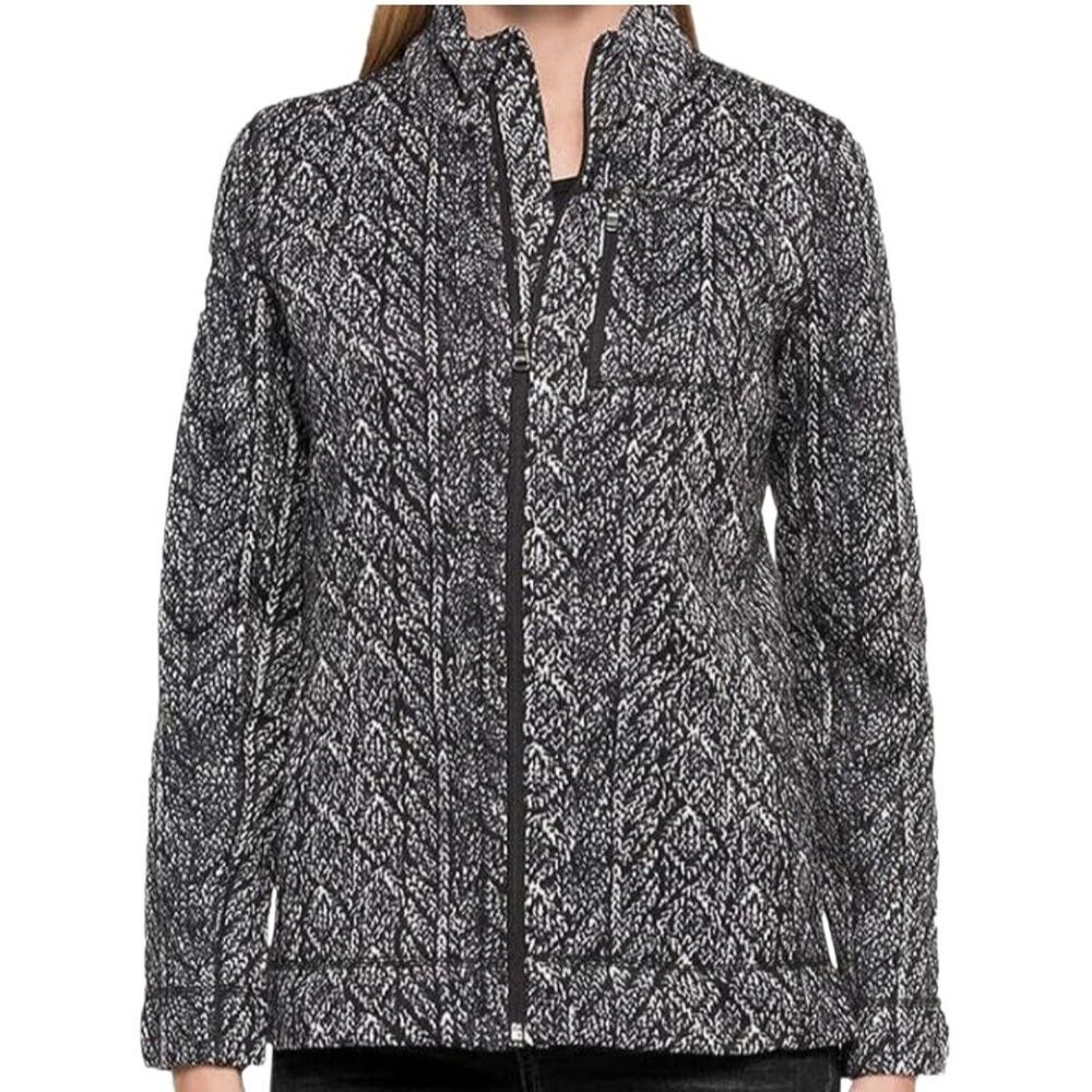 Marc New York Andrew Mark Fleece Jacket Women XL Black White Pockets Full Zip